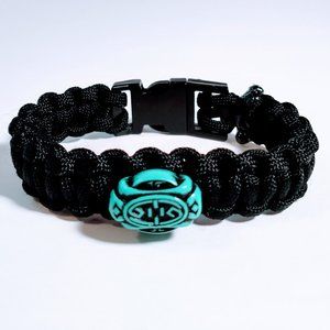 Black Paracord Bracelet with Turquoise Shield
